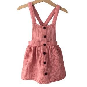 Just Lizzy Gauze Suspender Dress Skirtall - Dusty Pink - 3T